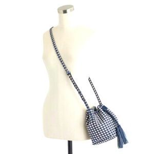 J. Crew Blue Gingham Bucket Crossbody Bag